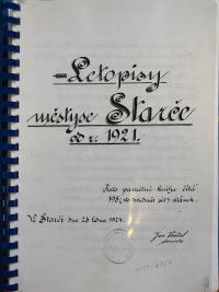 Stařeč, Letopisy městyse Stařeč, 1921 - 1956