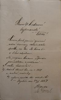 Bystré, Ochotníci, oznámení o valné hromadě, 1887