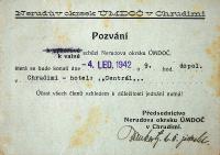 Chrudim, Nerudův okrsek, pozvánka, 1942