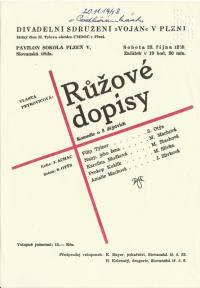 Plzeň, Divadelní sdružení Vojan, Růžové dopisy – plakát, 1948