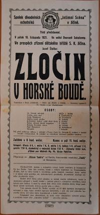 Jičín, Intimní scéna, Zločin v horské boudě - plakát, 1921