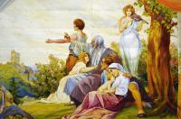 Doubrava, Tyl, detail opony, Vidina praotce Čecha, autor Pepa Máca, 1928