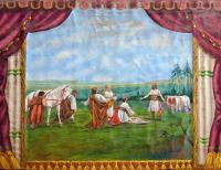 Šošůvka, bývalý hostinec, detail opony Přemysl Oráč, dle Ženíška Antonín Sychra, s. a.