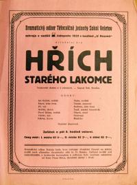 Veletov, Sokol, Hřích starého lakomce - plakát, 1932