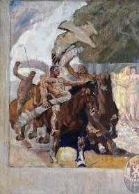 Kolín, 1. návrh opony Ludvíka Vacátka, detail opony, 1951