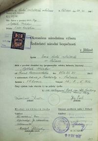 Jihlava, Okresní úřad Jihlava, žádost o povolení divadelního představení, 1946