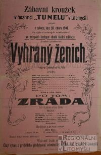 Litomyšl, Zábavní kroužek, Vyhraný ženich - Zráda - plakát, 1904