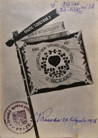 Bačalky, České srdce, spolkový prapor, 1928