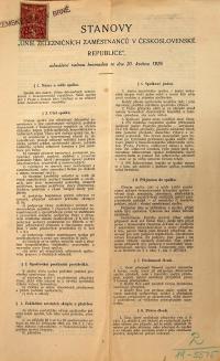 Horní Cerekev, Železniční zaměstnanci, spolkové stanovy, 1929