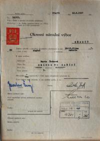 Třebíč, Okresní národní výbor, povolování představení, 1947