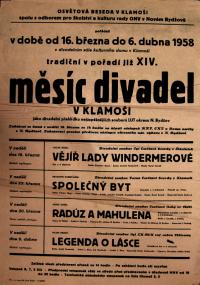 Klamoš, OB, XIV. Měsíc divadel, OP - plakát, 1958