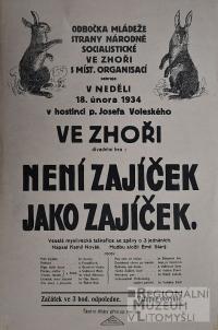 Zhoř, Národní socialisté, Není Zajíček jako Zajíček - plakát, 1934