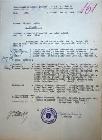 Třebíč, Tyl, zápis z valné hromady, 1950