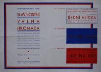 Praha-Žižkov, OJ Tyl, 60. výročí činnosti Jízdní hlídka, Paličova dcera, Lidé na kře - program, 1936