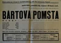 Pardubice, Husův sbor a Městský osvětový sbor, Bártova pomsta - plakát, 1937
