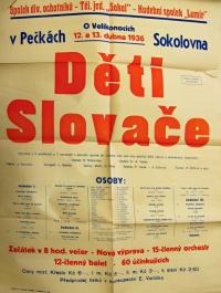 Pečky, Tyl, Sokol, Lumír, Děti Slovače - plakát, 1936