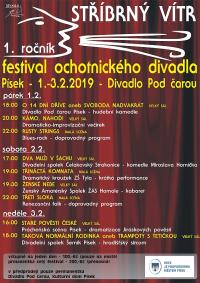 Písek, Stříbrný vítr, 1. ročník festivalu ochotnického divadla - plakát, 2019