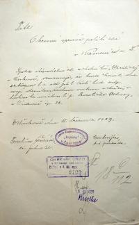 Častrov, Vrchlický, oznámení o valné hromadě, 1929