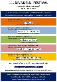 Dobříš, Divadelní festival ochotnických souborů - plakát, 2016