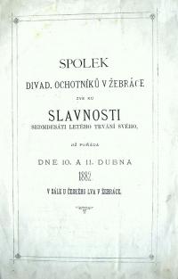 Žebrák, SDO, 70 let trvání, 1882, slavnost, program, tit,str.