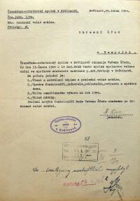 Květinov, Čtenářsko-ochotnický spolek, oznámení valné hromady, 1944