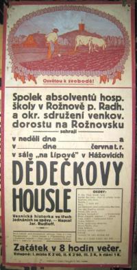 Rožnov pod Radhoštěm, Spolek absolventů hospodářské školy, Dědečkovy housle - plakát