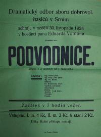 Srní, Hasiči, Podvodnice - plakát, 1924
