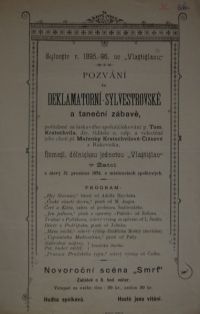 Žatec, Řemeslnicko dělnická jednota Vlastislav, Koncertní a deklamatorní zábava - plakát, 1895