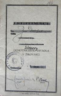 Žirovnice, Ochotnické divadlo, spolkové stanovy, 1939