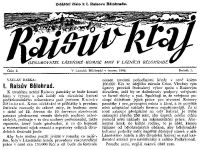 Raisův kraj, titulek s oznámením konání I. Raisova Bělohradu