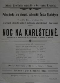Česká Skalice, JDO, Noc na Karlštejně - plakát, 1904