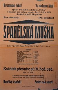 Rosice, Štolba, Španělská muška - plakát, 1924
