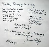 Sokol, Tyršovo LD, Poděbrady, věnování od Jaroslava Kvapila, 1940