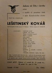 Jevíčko, Orel, Lešetínský kovář - plakát, 1946