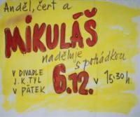 Český Brod, Tyl, Anděl, čert a Mikuláš naděluje s pohádkou - plakát, 1969