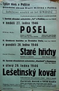 Polička, KP Jubilejní soutěž 60 let ÚMDOČ - plakát, 1946
