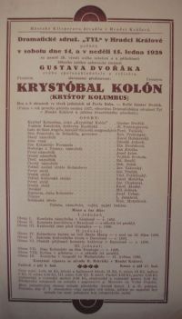Hradec Králové, Tyl, Krystóbal Kolón (G. Dvořák), 1928 - plakát