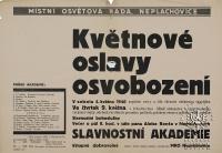 Neplachovice, Místní osvětová rada, Květnové oslavy osvobození - plakát, 1946