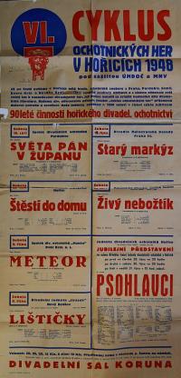 Hořice, VI. Ochotnické divadelní hry  - plakát, 1948