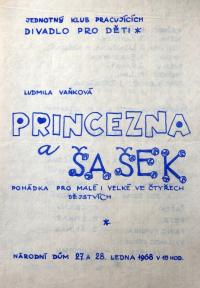 Žďár nad Sázavou, JKP, Princezna a šašek - program, 1968