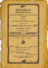 Cedar Rapids, Čtenářský spolek, Strýček z Ameriky - program, 1918