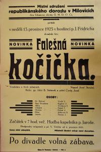 Milovice, Republikánský dorost, Falešná kočička - plakát, 1925