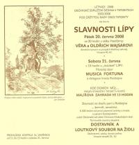 Tatobity, Dědina, Slavnosti lípy - pozvánka, 2008