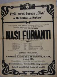 Praha-Braník, Oliva, Naši furianti - plakát, 1913 - plakát