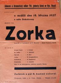 Vysoké Veselí, Sokol, Zorka - plakát, 1937