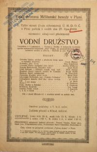 Plzeň, Tylův okrsek, Vodní družstvo - plakát, 1918