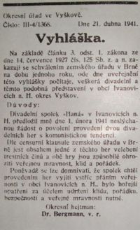 Vyhláška 1941,zakazující hry J. Wolkera