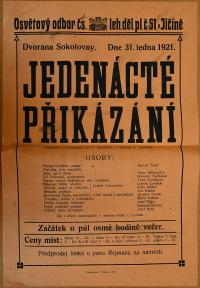 Jičín, Dělostřelci, Jedenácté přikázání - plakát, 1921