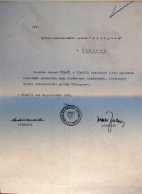 Jihlava, Klicpera, album k úmrtí Norberta Kondryse, kondolence Horácký okrsek Třebíč,1940