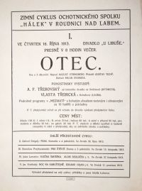 Roudnice nad Labem, Hálek, Otec - plakát, 1913